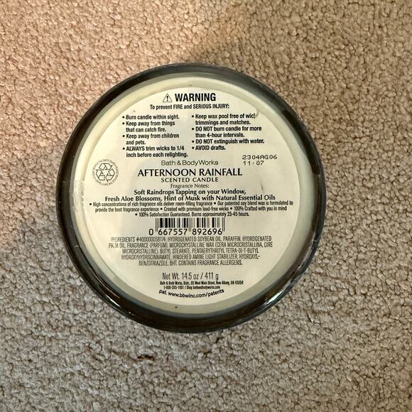 New Bath & Body Works Afternoon Rainfall 3 Wick Candle - Picture 2 of 4